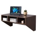 Basicwise Wall Mounted Office Computer Desk with Three Compartments, Brown QI003675B